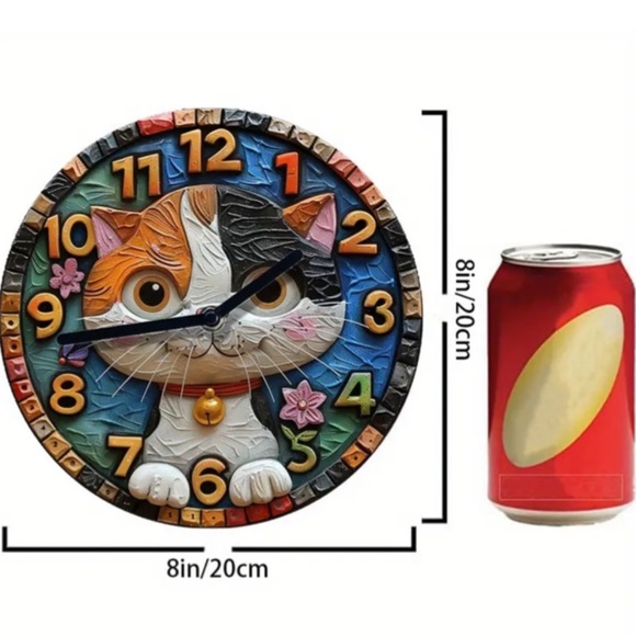 NIB! Adorable Black, Orange and White Cat Clock! - Picture 4 of 6